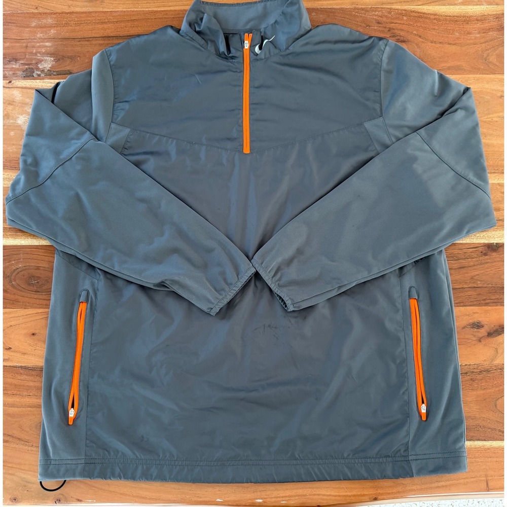 Nike Mens Half Zip Windbreaker Jacket Gray Orange Pullover RN56323 Size XL
